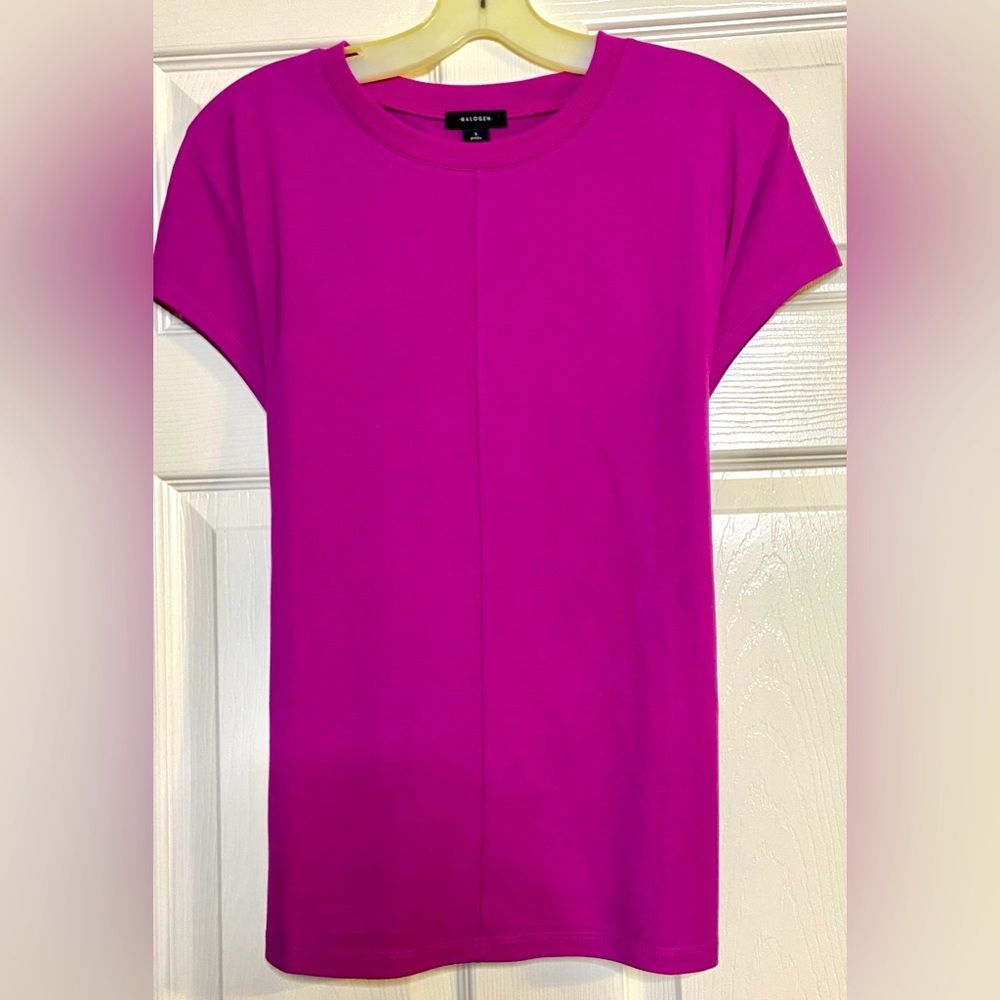 Halogen Womens NWT  Short Sleeve Tie back Fushia Top Size Small